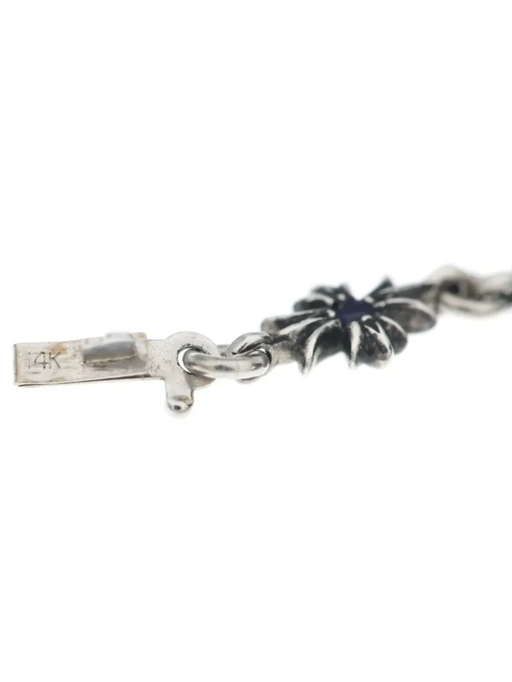 Chrome Hearts Tny CH Pls P Sap Tiny CH Plus Pave Blue Sapphire Silver